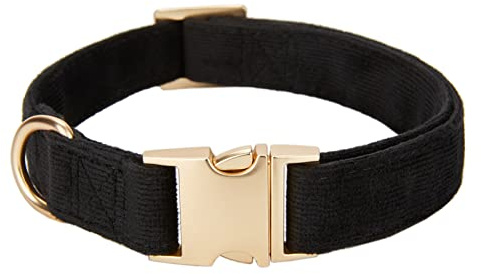 YUDOTE Collar de pana de algodón natural ultrasuave para perros grandes con piel sensible, color negro