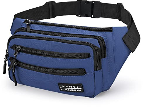 Sarsumir Sac Banane Femme Homme Sacoche Banane avec 6 Poches Zippées et Sangle Réglable Sac à la Taille Sac Banana Sport pour Le Randonnée Cyclisme Camping Jogging, Bleu