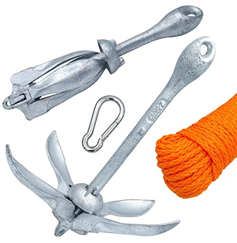 Shop SoftAir® Kit Ancla de Paraguas Plegable de Acero Galvanizado y Parte Superior Flotante 30 Metros Levilene Naranja Amarre y Mosquetón de Acero Inoxidable Aisi 316 (Ancla 4 kg + Top 6 mm +