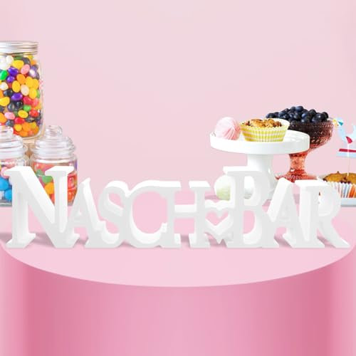 Lets Joy Naschbar Deko, Candybar Deko Holz, Candy Bar Schild, Naschbar Zubehör, Candy Bar Schriftzug Holz, Holzdeko Naschbar, Tisch Ornament für Hochzeit Party Verlobung Geburtstag