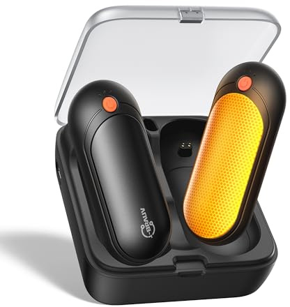J-BRAUV Electric Hand Warmers Rechargeable 2 Pack, 2000mAh Reusable Hand Warmers with Charging Case 10000mAh, 5 Levels Heat Double Sided USB C Hand Warmer Up to 24H Heating, Golf Gifts for Men Women