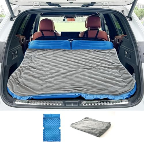 Cama Coche Hinchable Colchón Coche SUV Colchón Aire 2 Personas Cama Aire para Viajar Colchoneta Camping Autoinflable Esterilla para Dormir con Bomba de Pie y Cojín Cama Hinchable 183*13*7CM