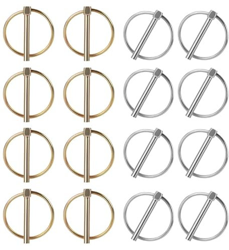 Lot de 16 goupilles pliantes M4.5 avec anneau galvanisé pour tracteurs, remorques, camions, tondeuses à gazon, goupilles à dégagement rapide, assortiment de boulons