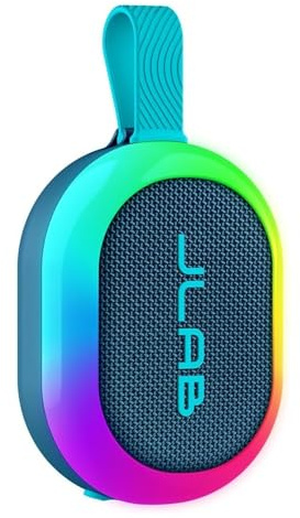 JLab Pop Party Cassa Bluetooth Ultra-Portatile con 8+ ore di riproduzione - Altoparlante Wireless da 5W per Esterni e Viaggi con Luci RGB e Audio Potente, Resistente all'Acqua IP55, Blu navy