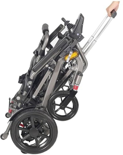 Juodkeo Silla de ruedas eléctrica ligera & plegable, alcance 28km - Para adultos y mayores, reposabrazos levantables, todo terreno motorizada