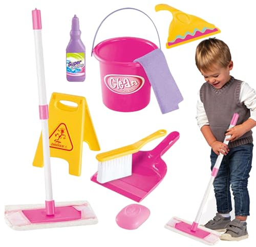 Juego de escoba para niños - Juguete ABS 3+ años | Carrito de juegos de rol para el hogar con escoba, educativo para niños y niñas, juguete de simulación para entrenamiento