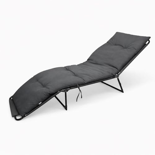 Meteorwi Home - Cojín para Tumbona Acolchado y Grueso, Colchoneta Cómoda para Exterior, Ideal para Jardín, Piscina, Terraza, Playa y Balcón (Gris Oscuro, 180x55cm)