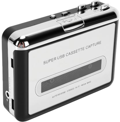 CCYLEZ USB-kassettspelare med Autoreverse och 3,5 Mm Hörlursuttag för Att Digitalisera Kassetter Till MP3