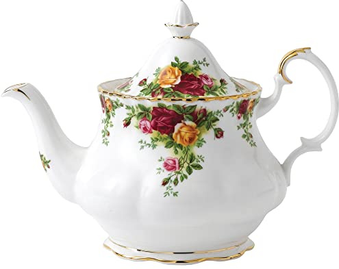 Royal Albert Old Country Roses Teekanne, 1,2 l, Weiß mit buntem Blumendruck