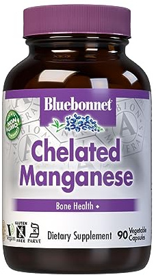 BlueBonnet Nutrition Albion Chelated Manganese, Amino Acid Chelate, Soy, Dairy & Gluten-Free, Non-GMO, Kosher Certified, Vegan, 90 Count