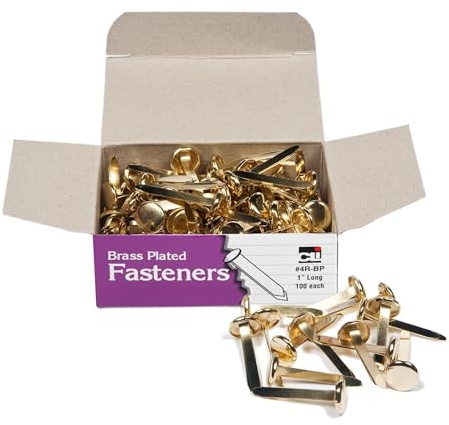 Charles Leonard Fastener, Brass Plated, 1 Inch Shank, Round 10 MM Head, 100-Pack (4R-BP)