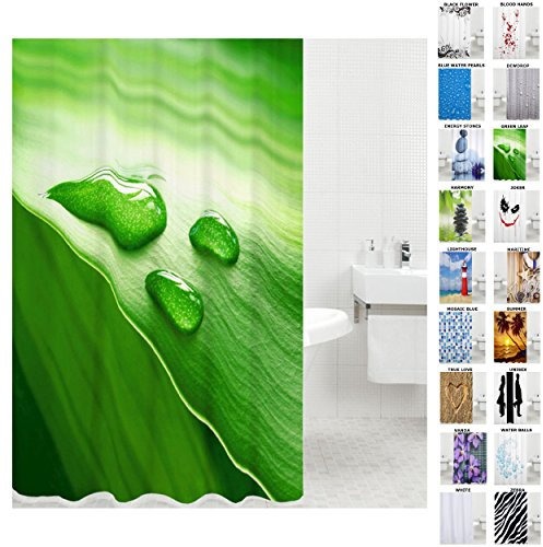 Sanilo Duschvorhang, viele schöne Duschvorhänge zur Auswahl, hochwertige Qualität, inkl. 12 Ringe, wasserdicht, Anti-Schimmel-Effekt (Green Leaf)