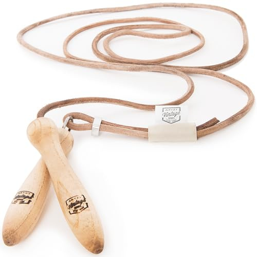 ARTZT Vintage Series Lederspringseil | Springseil aus echtem Rinds Leder | Speedrope Holzgriffe kugelgelagert | Länge einstellbar | Perfekt für Kinder & Erwachsene Natur, OneSize