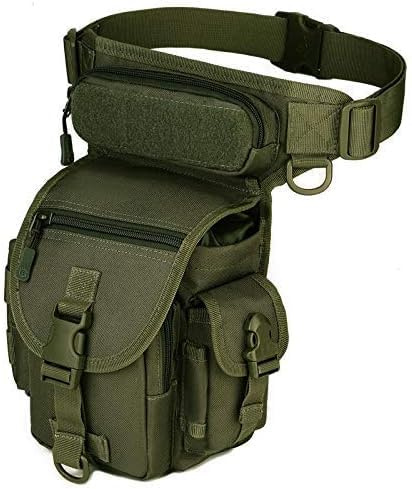 Gexgune Bolsas de Escalada | Impermeable Nylon Tactical Drop Leg Bag Sistema Molle Herramienta de Caza Paquete de Cintura Cinturón Bolsa Muslo Hombres Mujeres Equipo Militar (Verde)