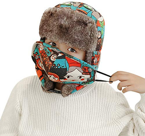 ITODA Fliegermütze Kinder Wintermütze Mädchen Winter Trappermütze Jungen Kindermütze mit Ohrenklappen Skimütze Baumwolle Pilotenmütze Winterhut Winddicht Skihaube Kinderhut für Skilaufen Fahrrad