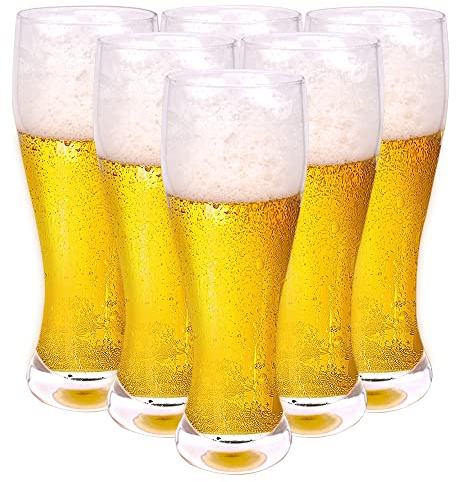 BPFY 18oz Beer Glasses Set of 6 Pilsner Beer Glass Craft Beer Glassware Cup Bar Pub Drinking Glasses Classic Beer Glasses for Men