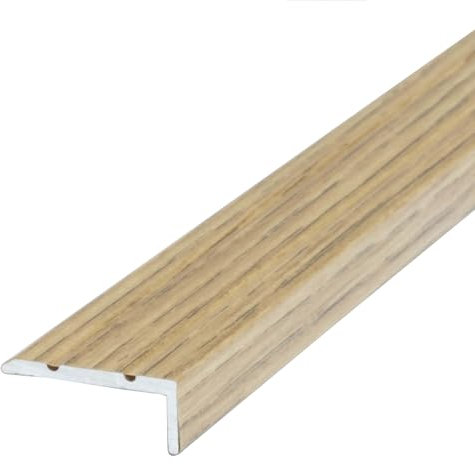 Dalsys Treppenkantenprofil selbstklebend 135cm x 25mm x 20mm aus Aluminium, Bodenprofil für Treppenwinkel Eiche