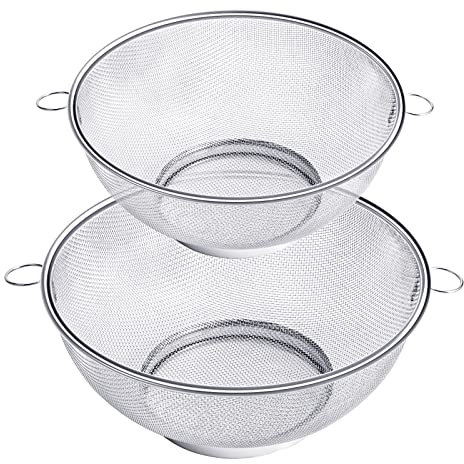 Webake Edelstahl Reissieb Küche 2 Stück Ø 25,8cm 22cm Reis Sieb mit 2 Griffen Spülbecken Sieb