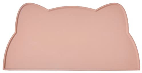 Napfunterlage Silikon Katzen und Kleine Hunde, wasserdichte Haustier Futtermatten rutschfeste Katzennapf Unterlage (Tee Rosa)