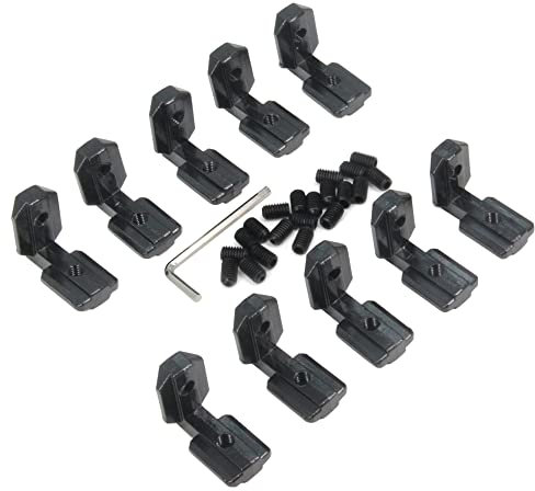 Befenybay 10PCS Schwarzer T-Schlitz L-Form 90 Grad Innen-Innen-Eckverbinder-Verbindungshalterung mit Schrauben für 8-mm-T-Schlitz-Aluminium-Strangpressprofil-Schlitz der Serie 4040