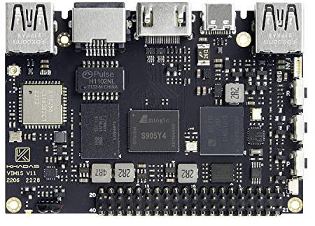Khadas VIM1S Single Board Computer SBC With Amlogic S905Y4, 2.0GHz Quad Core Cortex-A35 CPU, 1176MHz 2GB 32-bit LPDDR4 16GB eMMC, Supports Android/Ubuntu System For Maker/Office/Smarhome/Music DIY