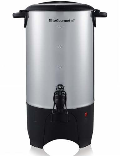 Elite Gourmet CCM040 Stainless Steel 40 Cup Coffee Urn Removable Filter For Easy Cleanup, Two Way Dispenser with Cool-Touch Handles Electric Coffee Maker Urn, Stainless Steel
