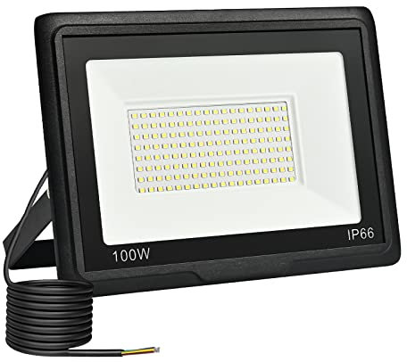 toobettp 100W LED Strahler Außen, 6000K 10000LM Kaltweiß LED Fluter, IP66 Wasserdicht Außenstrahler Fluter Flutlicht für Garten, Innenhöfe, Garage, Hotel