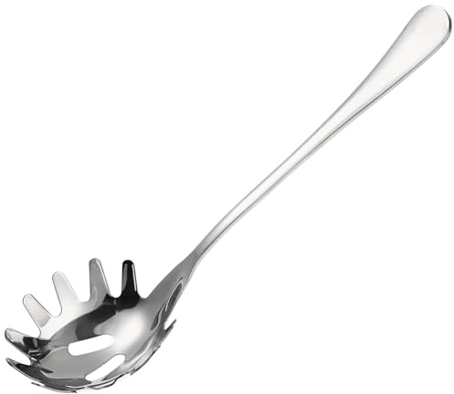 Hemoton Stainless Steel Spaghetti Spoon Server 4.7 Inch Metal Pasta Scoop Noodle Serving Utensil for Dumplings Eggs and Ice Cubes Kitchen Cooking Spoon