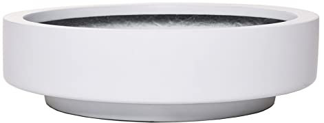 VIVANNO Pflanzschale Blumenschale Dekoschale Fiberglas Escada Low 9x30 Weiß Matt