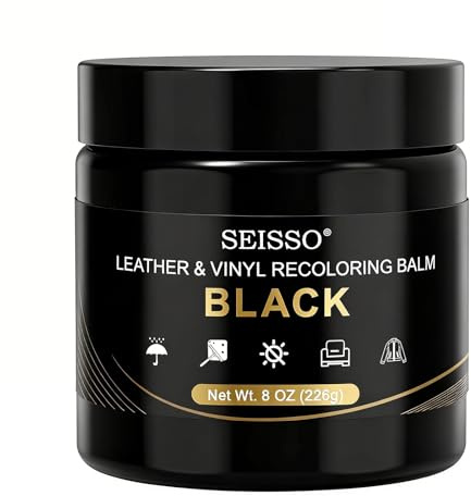 SEISSO Leder Reparatur Set, 200g Lederreparatur Creme, Lederbalsam, Leder-Restaurator, Lederkratzer Reparatur für Gürtel, Schuhe, Autositze, Sofas, Lederpflegebalsam, Schwarz