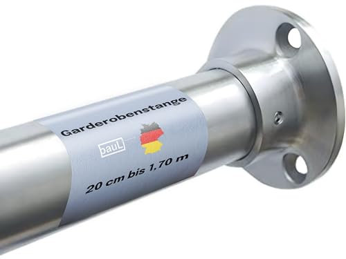 Pauli Garderobenstange im Set 110cm lang Ø33,7 mm für Schränke Nischen - Kleiderstange inkl. Befestigung zur nachträglichen Montage 1,10 m - Geeignet für Kleiderschränke und zwischen zwei Wänden