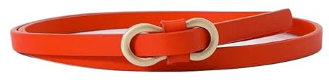 KONGNY Damengürtel, schmaler Gürtel, weicher Ledergürtel, verstellbarer Taillengürtel mit Metallschnalle, 10 Orange