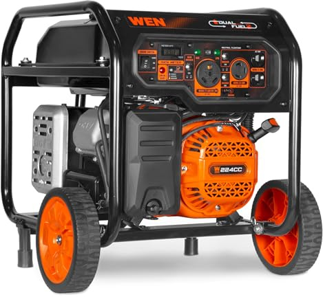 WEN 5,600-Watt Dual Fuel Portable Generator with Wheel Kit, Electric Start, and CO Watchdog (DF5600X)