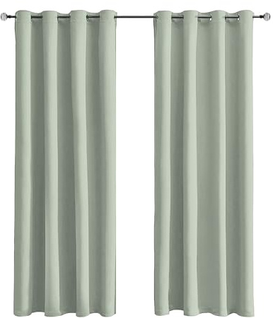 Tenger Home - Cortina opaca con ojales, 1 pieza (verde salvia, 100 x 120 cm)