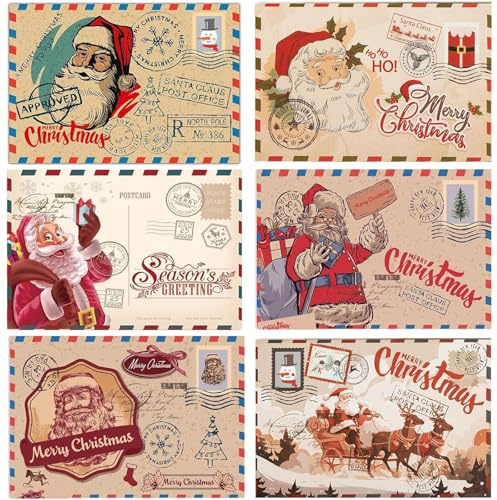 FiveMileBro 12 Piezas Tarjetas Navideñas con Sobres, Navidad Tarjeta de Felicitación, Postales Navidad, para Saludos Familia, Amigos, Niños