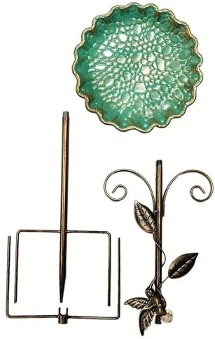 Vogeltränke Stehend Vogelbad Futter Schale Für Draußen Garten, Metall Vogelbecken Schüssel Wassertränke Für Vögel, Futter Wasserschale Für Hof, Terrasse, Deck, Hinterhof, Balkon 25x25x77cm