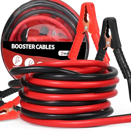 SWAWIS Cavi Batteria Auto 4m 50mm² 3000A 12 V/24 V Cavi di Collegamento per Avviamento, Cavi Batteria Auto, Moto, Camper, Camion