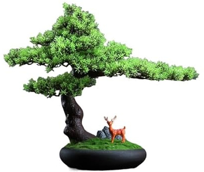 Bonsái Pequeño Simulación de acogedores Adornos de Pino for Sala de Estar, Plantas Verdes Artificiales, paisajismo, árbol Falso en Maceta for decoración de Interiores. Bonsái Artificial(B)