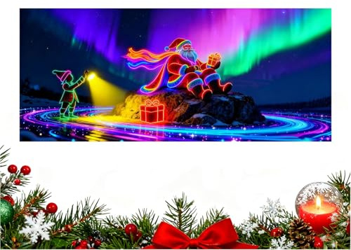 usefulbeauty Copertura decorativa per porta del garage per Natale | Tela di 2D Plate Fluorescente Attivata UV | Grande decorazione per porta del garage di Natale | per esterno festa portico parete