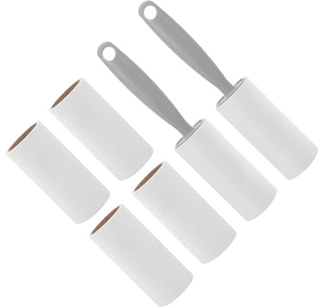 MUELODSIC Rodillo Quitapelusas Adhesivo Reutilizable Compacto Gris con Mango Ergonómico 1 Rollo de 40 Hojas*2 y 4 Rollos de 10 CM*60 Hojas para Ropa Tapicería y Pelo de Mascotas