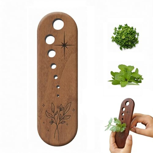 Separatore di foglie di verdure in legno, strumento spogliarellista per erbe in ceramica, squisita ciotola spogliarellista e divertente gadget da cucina per chef e uso domestico