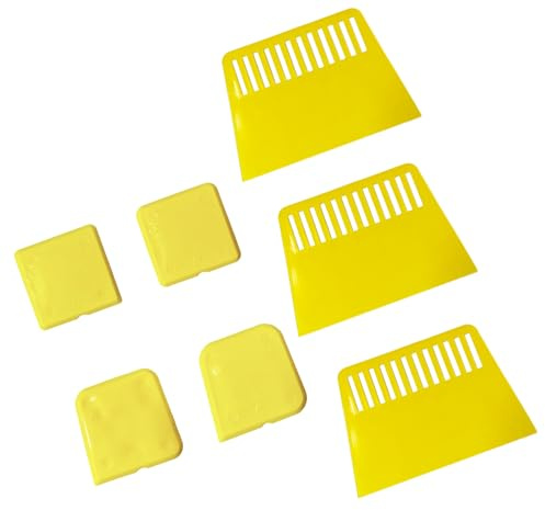 ZEMINRI 7 Pezzi Giallo Spatola per Stucco Addensato e Durevole Spatola Stucco Rimozione Colla e Macchie Spatole per Stucco Spatola Plastica Adatto per Ristrutturazione Domestica (7Pezzi)