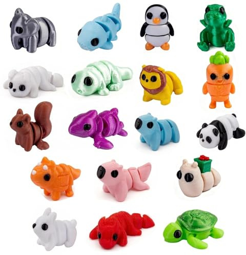 AYZDJ 18PCS Cute Flexible Articulated Joint 3D Printed Mini Animal Stress Relief Toys, Small Decor, Home Office Desk Decoration, Party Gifts, Animal Model Set.