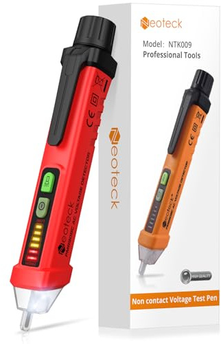 Neoteck Non Contact Voltage Tester 12-1000V/48V-1000 Adjustable Sensitivity AC Voltage Detector Pen Live/Null Wire Tester With LCD Display Buzzer Alarm Wire Breakpoint Finder (red)
