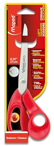 Maped - Expert Left-Handed 8.25 Inch Scissors - Cutting Paper for Crafts - Left-Handed Design - Ergonomic Comfort for Effortless Use - Multipurpose Use, Durable Blades, Precise Cutting