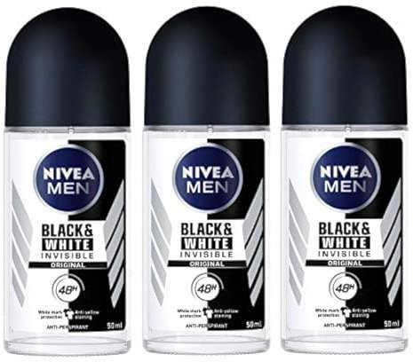 Nivea for Men Deodorant Roll On 1.69 oz (Invisible B&W Power) Pack of 3 by Nivea