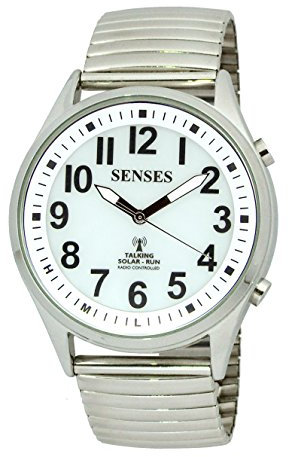 Atomic Senses 1035 Solar Talking Watch Men's Solar Energy Talking Watch Black Strap, Black, Bracelet