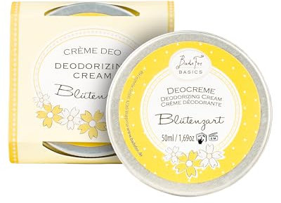 BadeFee - Deocreme vegan Blütenzart (frischer Blütenduft) 50 ml - Feste Deo Creme mit Sheabutter, Kokos- & Mandelöl ohne Aluminiumsalze & Tierversuche - 24h Antitranspirant für empfindliche Achseln