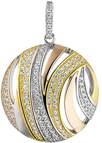 Jobo Damen-Anhänger aus 925 Sterling Silber Tricolor mit 106 Zirkonia
