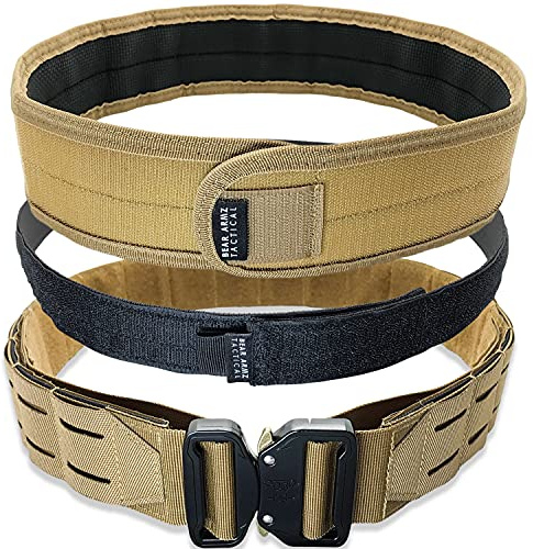 Bear Armz Tactical Battle Belt | Heavy Duty Nylon Belts | Molle Riggers Belt | American Company (Flat Dark Earth Tan, S- Small)